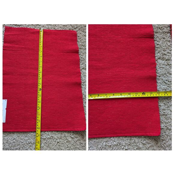 4 NWT Threshold Placemat Machine Washable 14X19in Cotton Red Metallic Christmas - Picture 5 of 7